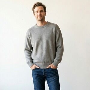 Alex Mill Gabriel Crewneck Sweater Mens Large Gray Heather Cotton Linen Knit